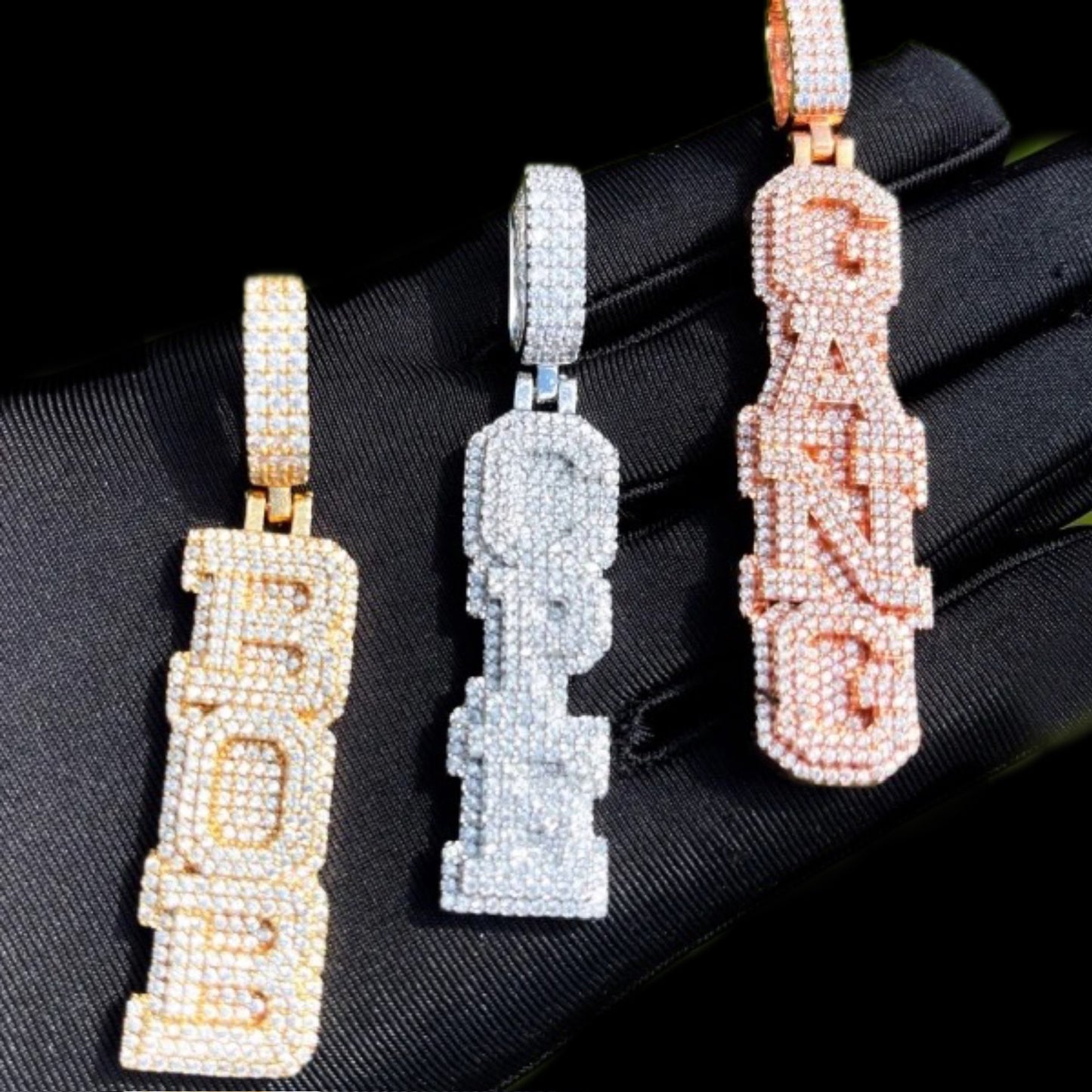 Custom Iced Out Stacked Name Pendant