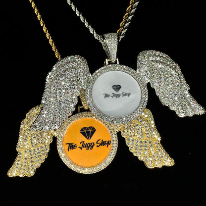 Custom Diamond Angel Wings Photo Charm