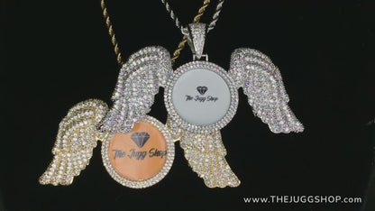 Custom Diamond Angel Wings Photo Charm