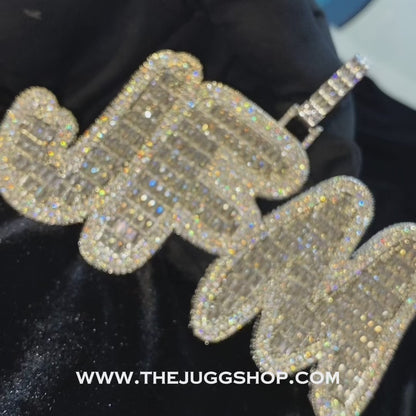 Custom Iced Out Big Baguette Name Pendant