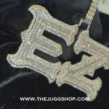 Custom Iced Out Bubble Baguette Name Pendant