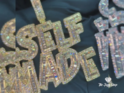 Iced Out Gold “Self Made” Baguette Pendant