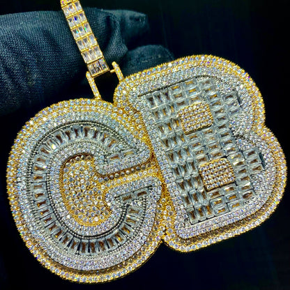 Iced Out Custom Baguette Diamond Name Pendant