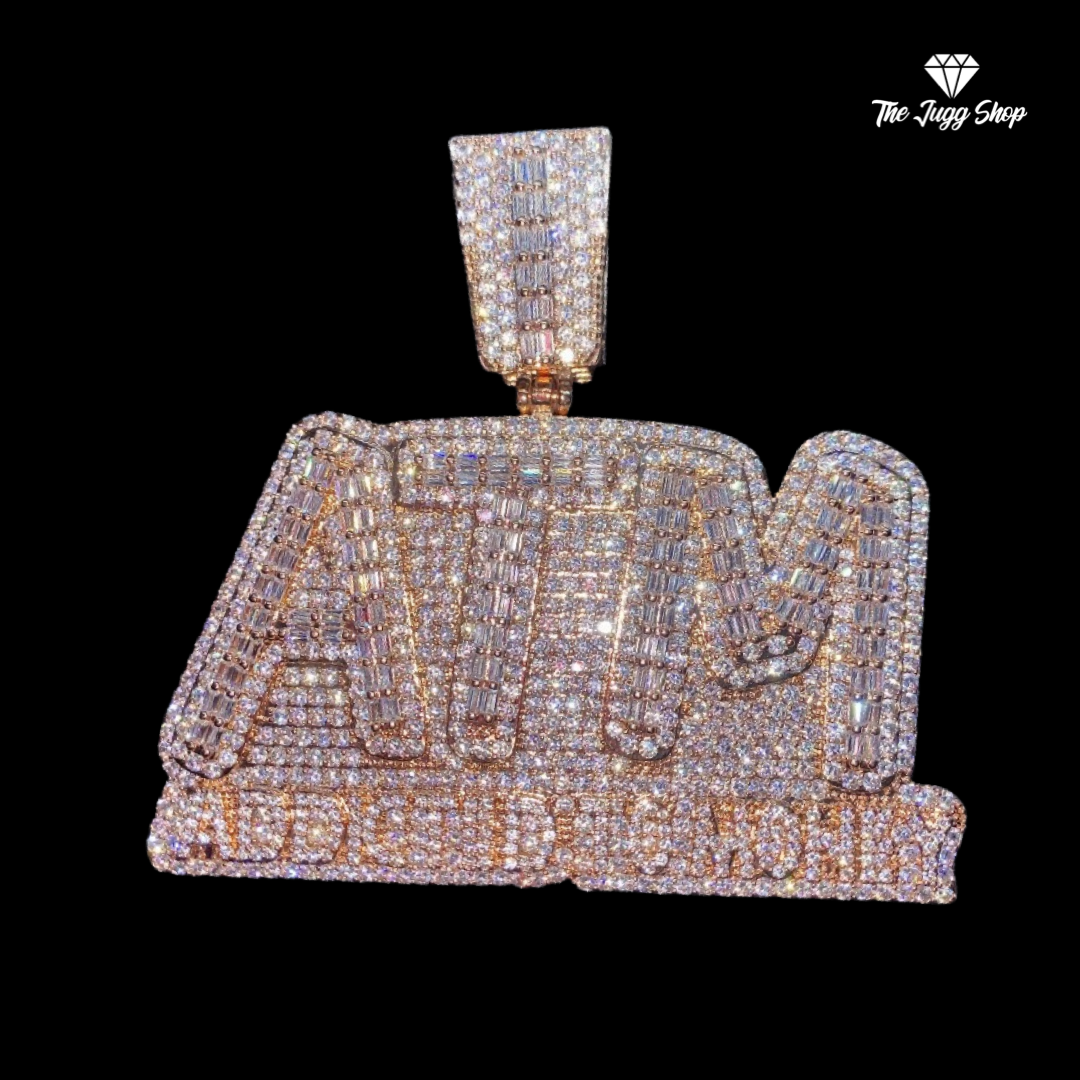 Iced Out Rose Gold “Addicted To Money” Pendant