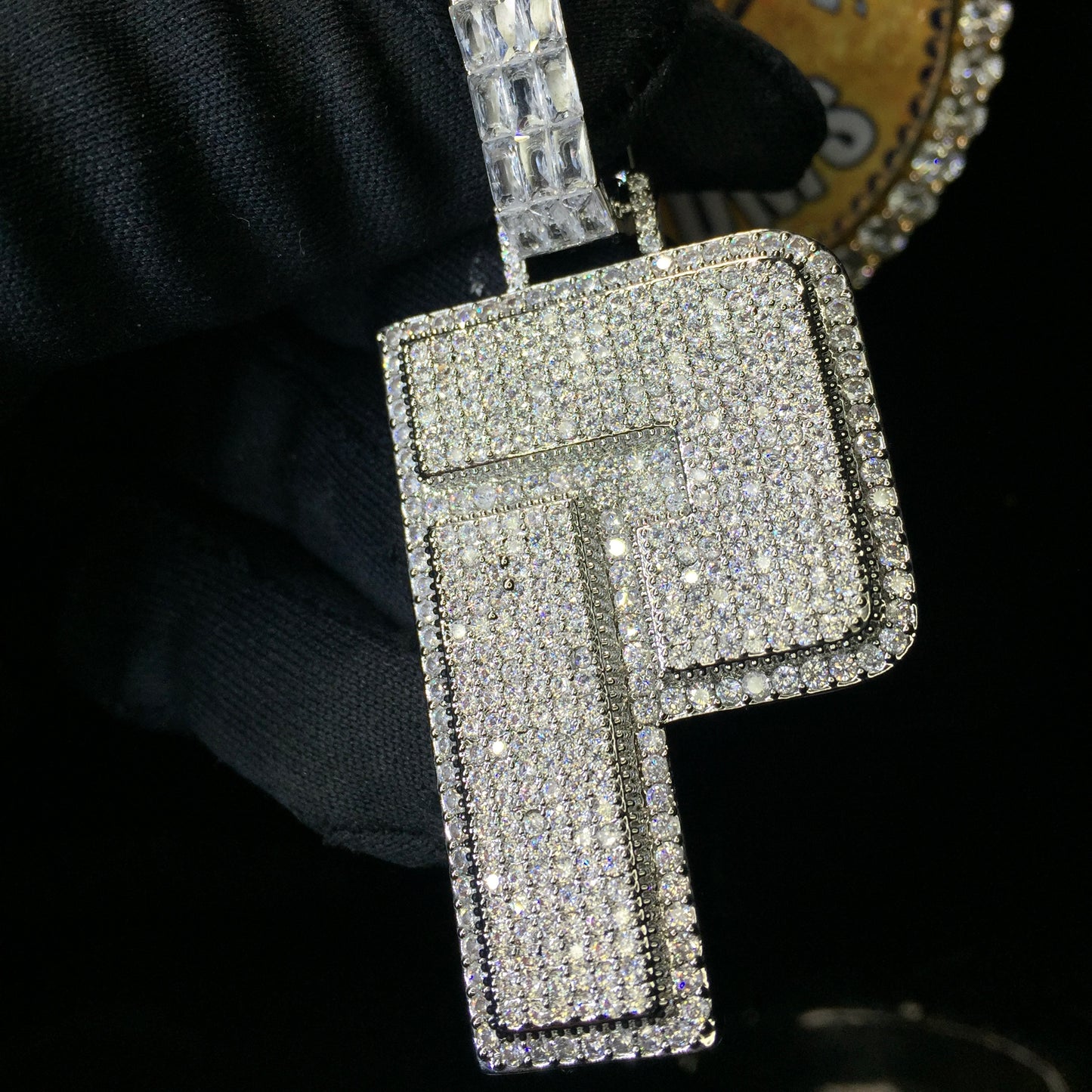 Iced Out Custom Double Layer Initial Pendant