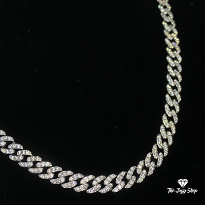 9mm 18k Silver Iced Out Diamond Cuban Chain