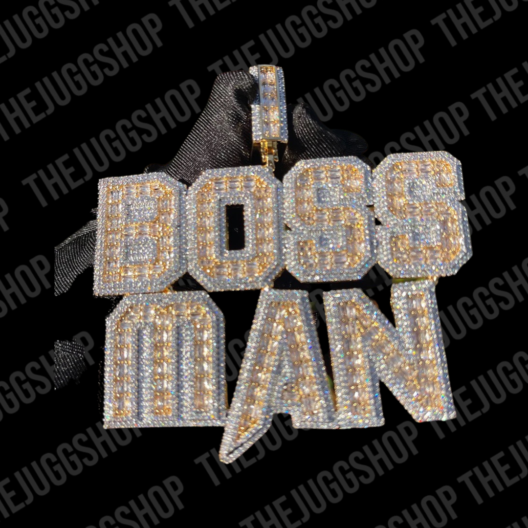 Custom Iced Out Baguette Double Line Name Pendant