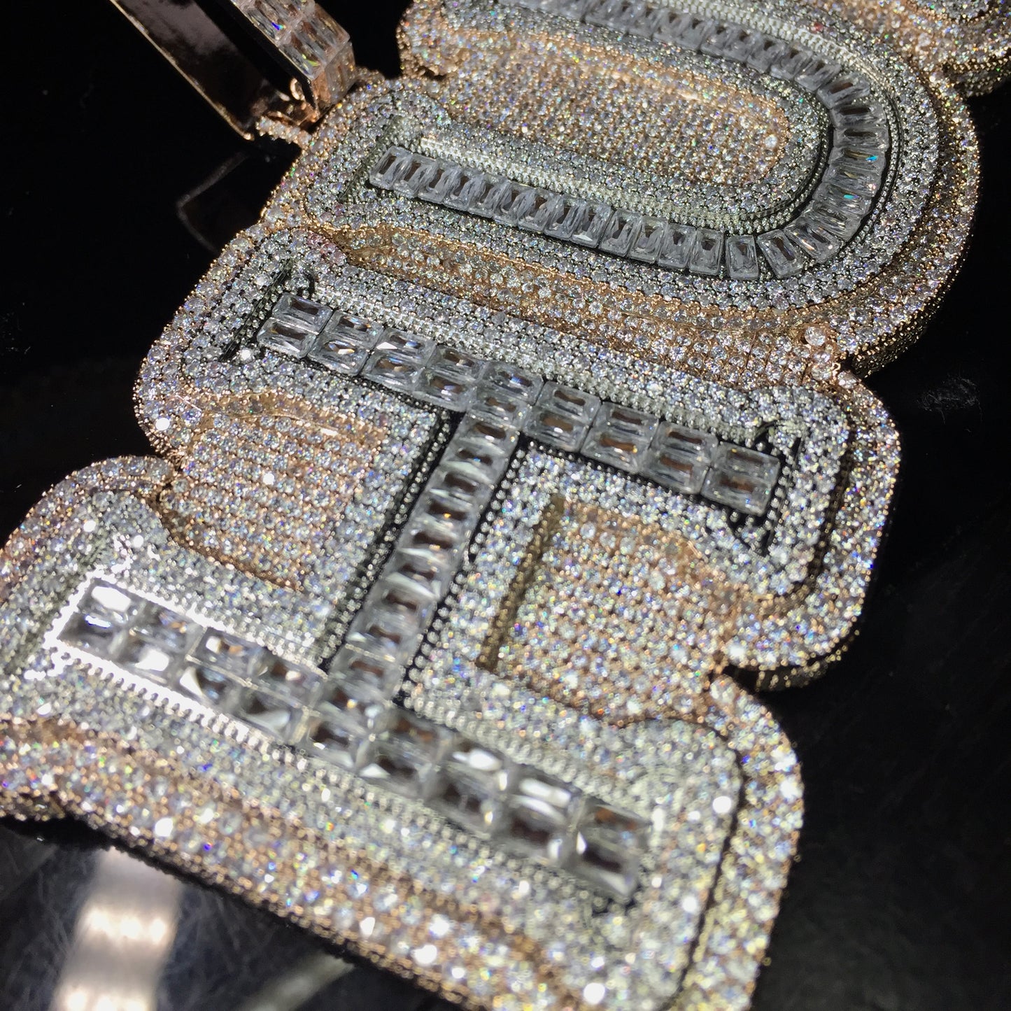 Iced Out Custom Baguette Diamond Name Pendant