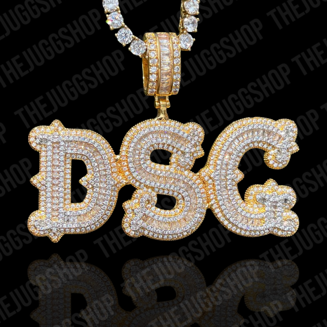 Iced Out Custom Baguette Designer Name Pendant