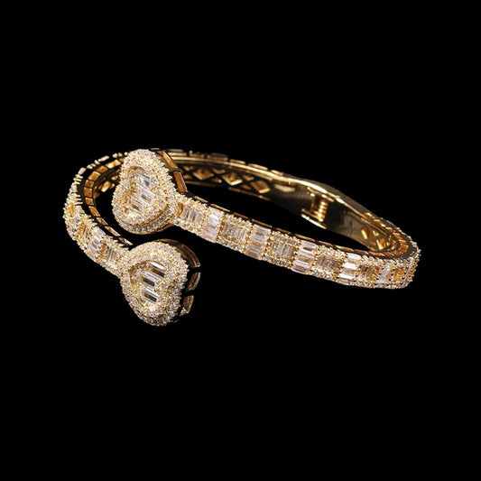 Gold Diamond Baguette Bangle Bracelet