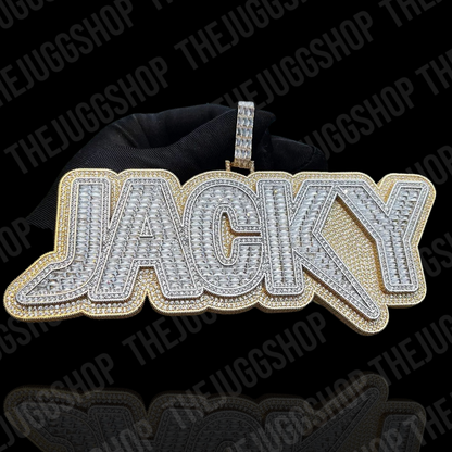 Custom Iced Out Double Layer Baguette Name Pendant