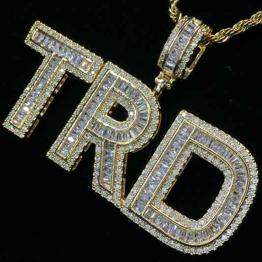 Custom Iced Out Baguette Letter Name Pendant