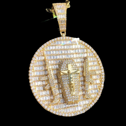 Iced Out Gold Diamond Coffin Medallion Pendant