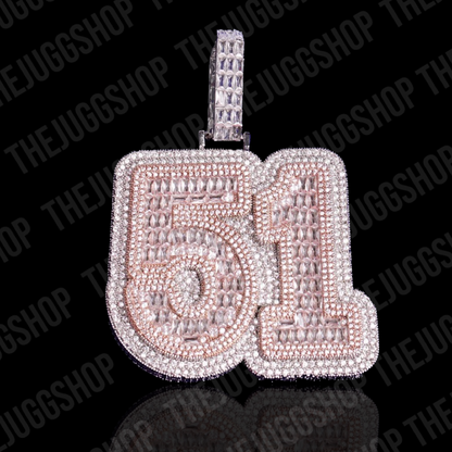 Custom Iced Out Baguette Number Pendant