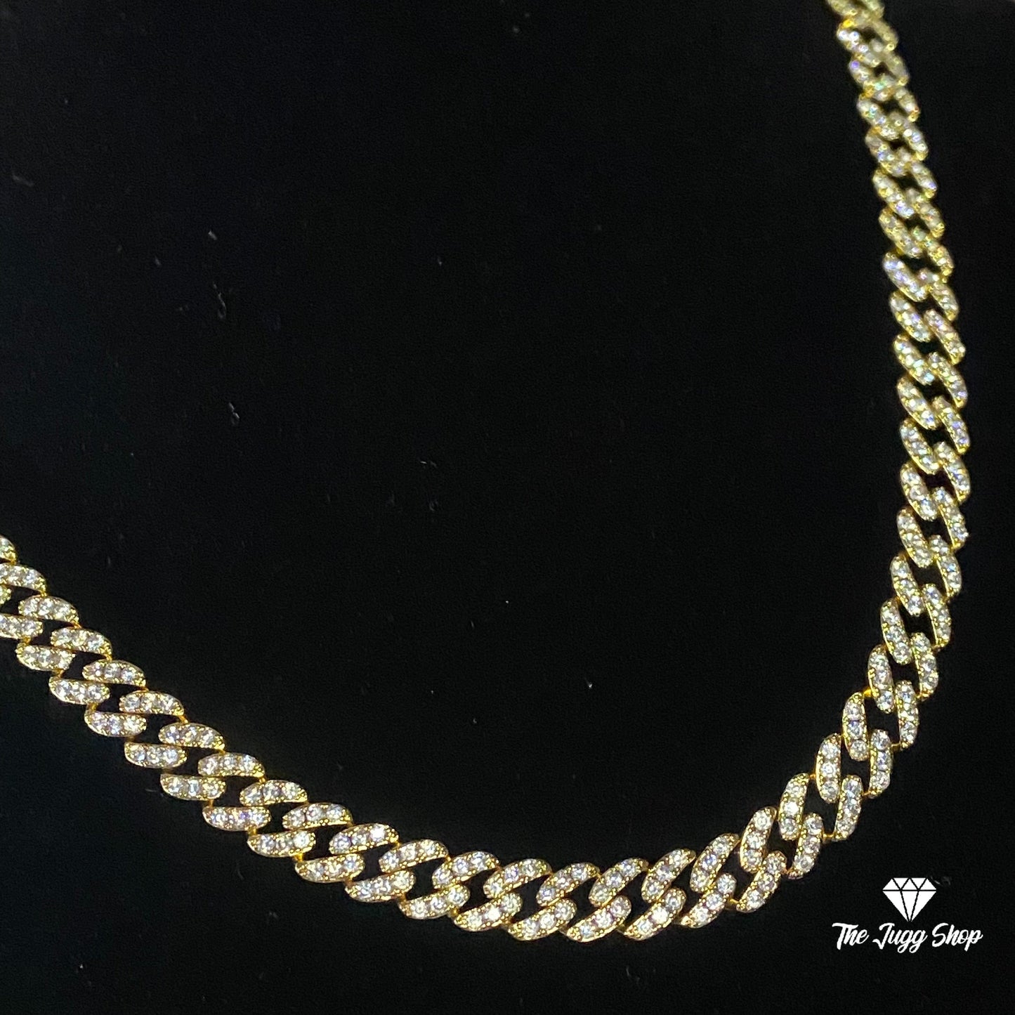 9mm 18k Gold Iced Out Diamond Cuban Chain