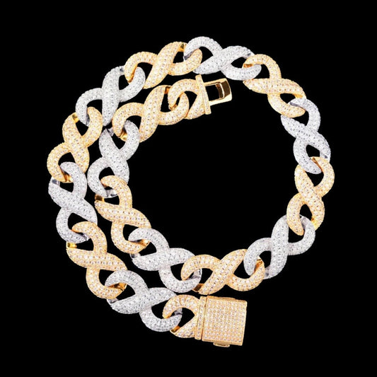 Iced Out Two Tone Gold Infinity Link Chain