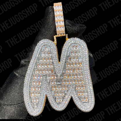 Iced Out Custom Diamond Baguette Initial Name Pendant