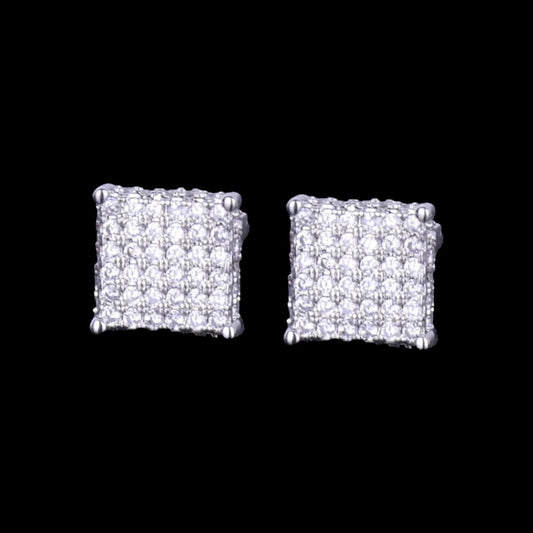 8mm Diamond Square Earrings