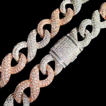 Iced Out Two Tone Rose Gold Diamond Infinity Link Chain