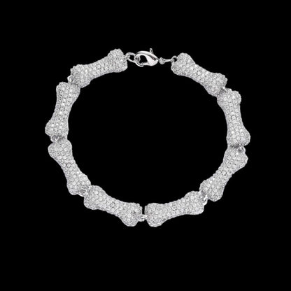 Silver Diamond Bone Bracelet