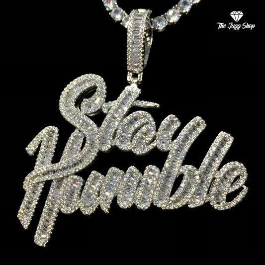 Iced Out Silver “Stay Humble” Pendant