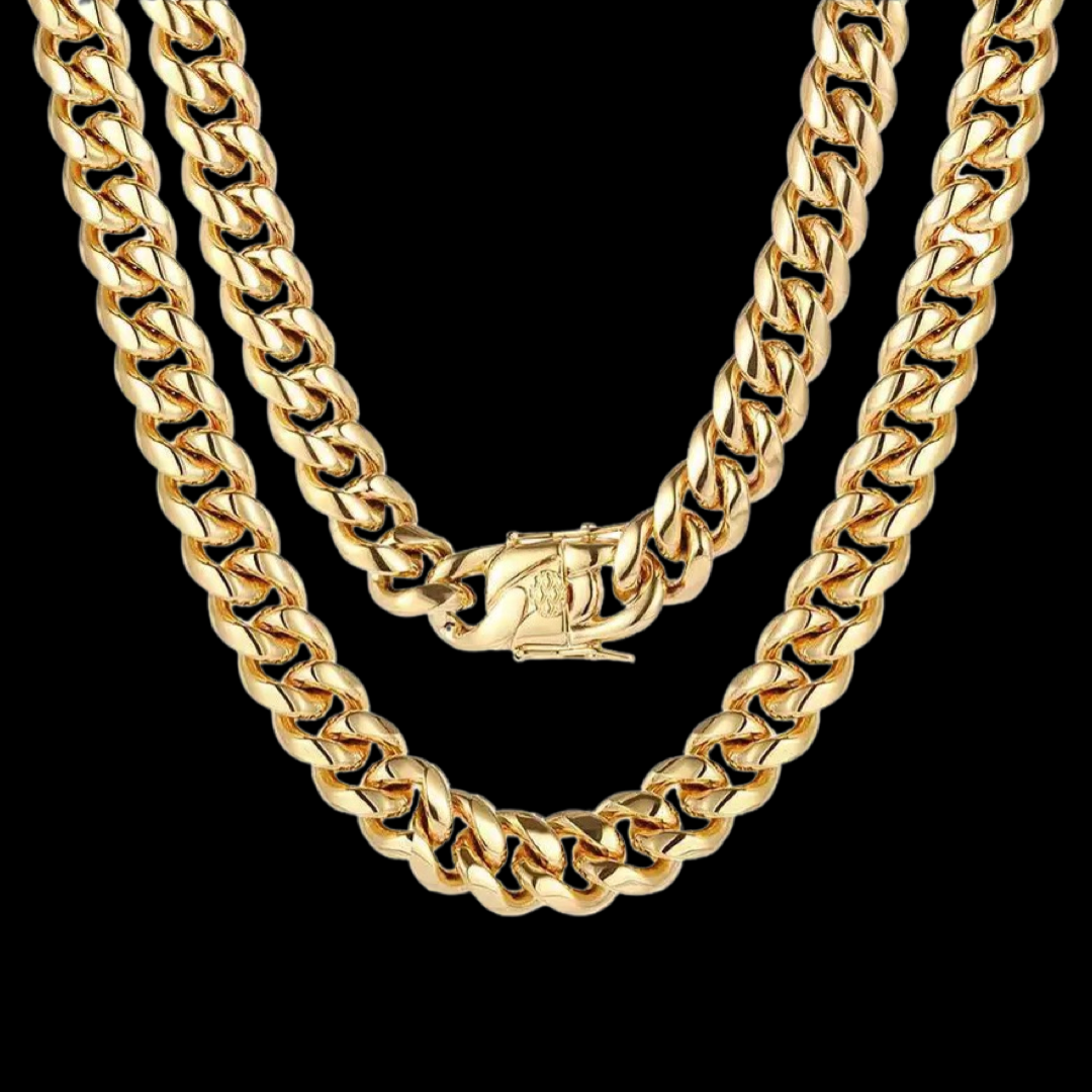 8mm 18k Stainless Steel Gold Cuban Chain