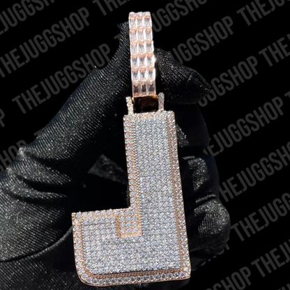 Iced Out Custom Double Layer Initial Pendant