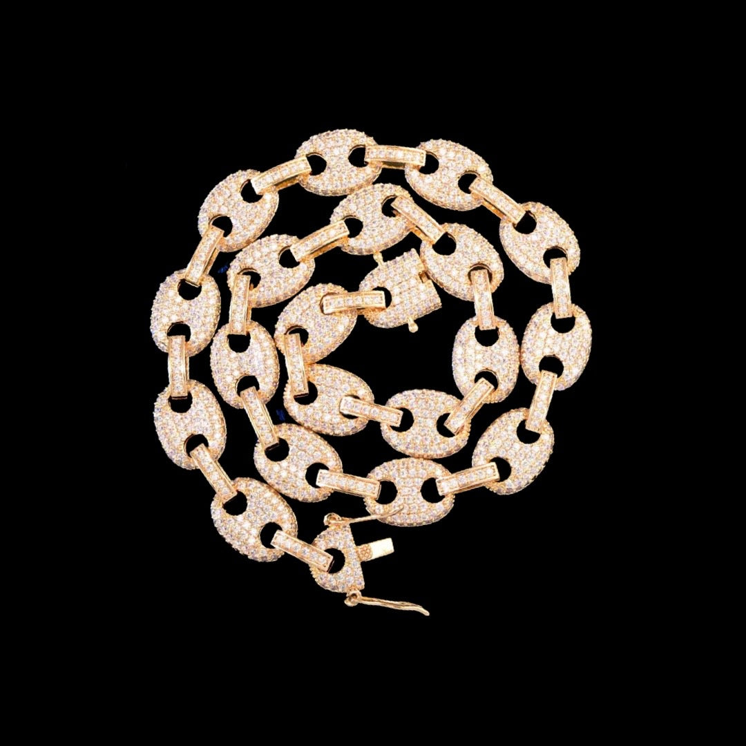 Iced Out Gold Diamond Designer Link Chain