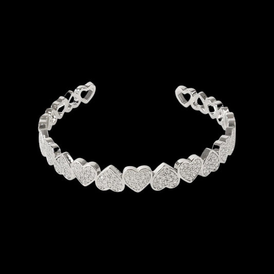 Iced Out Clustered Diamond Heart Bracelet