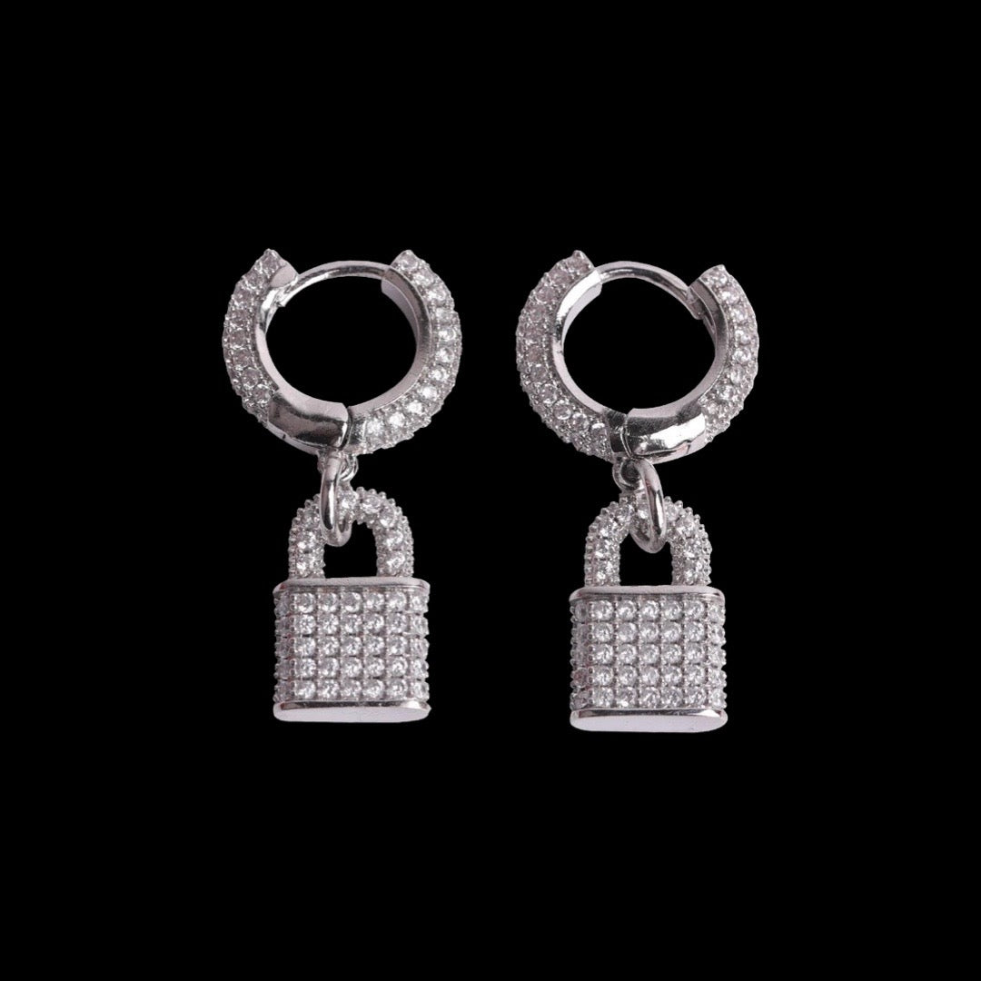 Diamond Lock Hoop Earrings