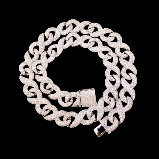 Iced Out Silver Diamond Infinity Link Chain