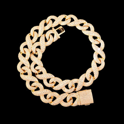 Iced Out Gold Diamond Infinity Link Chain