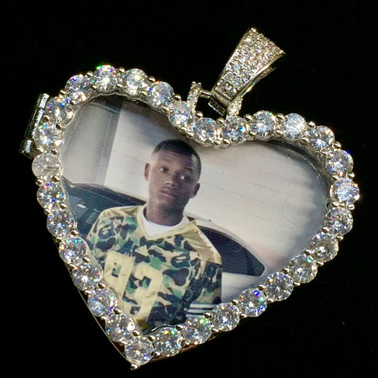 Custom Diamond Heart Photo Charm