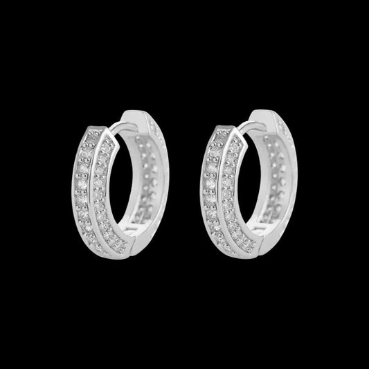 Silver Diamond Hoop Earrings