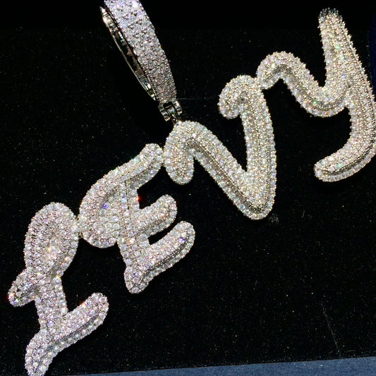 Custom Iced Out Bubble Letter Name Pendant