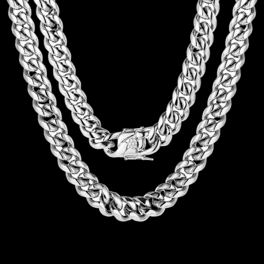 8mm 18k Stainless Steel Cuban Chain