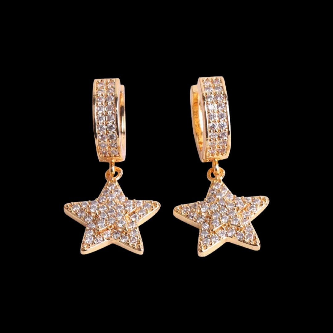 Diamond Star Hoop Earrings