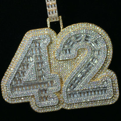 Custom Iced Out Baguette Number Pendant