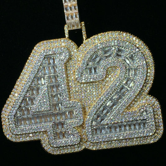 Custom Iced Out Baguette Number Pendant