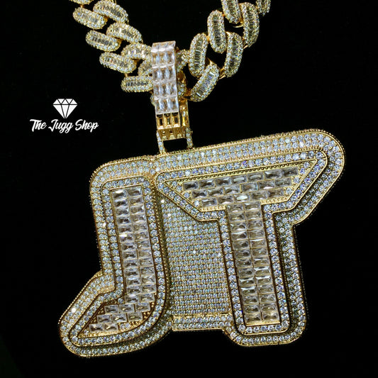 Custom Iced Out Double Layer Baguette Name Pendant