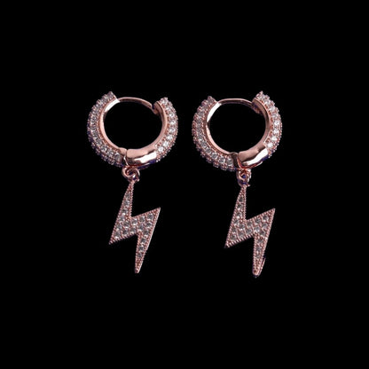 Diamond Lightning Bolt Hoop Earrings