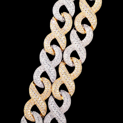 Iced Out Two Tone Gold Infinity Link Chain