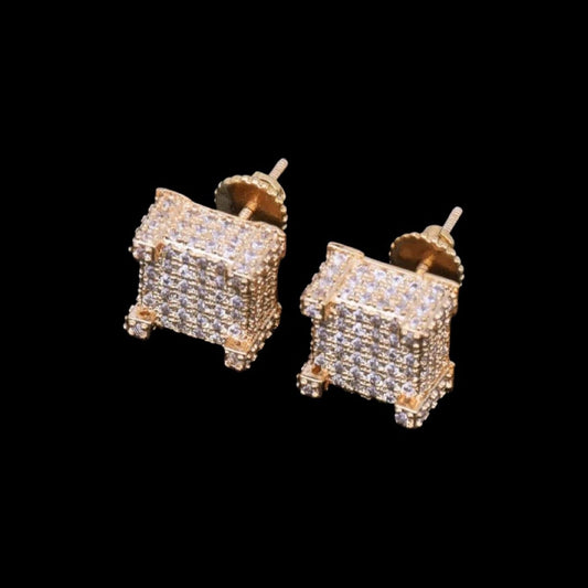 10mm Diamond Cube Earrings