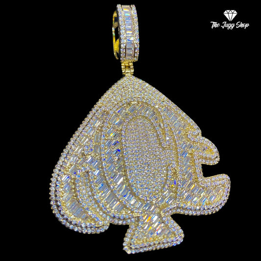 Iced Out Gold “ACE” Baguette Pendant