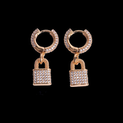 Diamond Lock Hoop Earrings