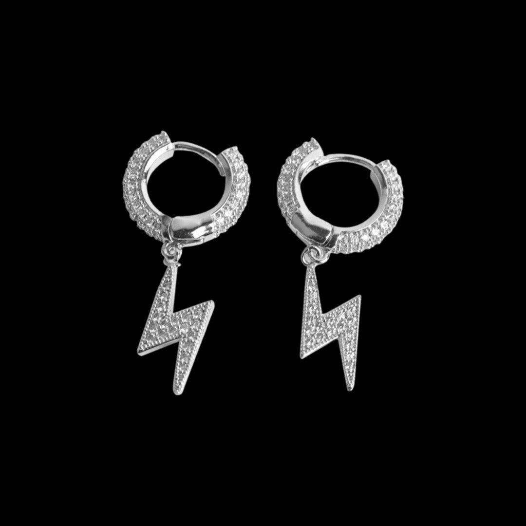 Diamond Lightning Bolt Hoop Earrings