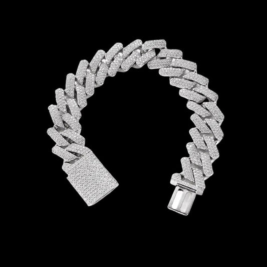 Silver Diamond Cuban Link Bracelet